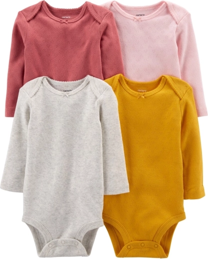 Carter's dziewczęce body z długim rękawem multicolor, 4 szt., rozmiar 56 (NB)