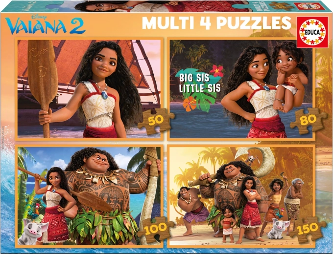 EDUCA Puzzle Vaiana 2, 4w1 (50, 80, 100, 150 elementów)