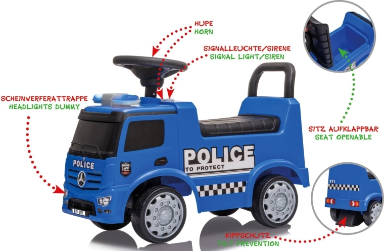Jeździk dziecięcy Mercedes-Benz Antos Police 2 w 1