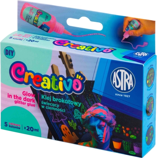 Świecące w ciemności żelowe farby do tworzenia naklejek 5×20 ml ASTRA Creativo