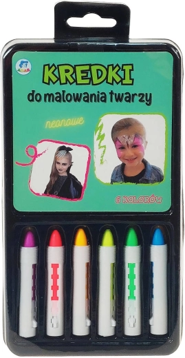 Neonowe kredki do malowania twarzy dla dzieci, zestaw 6 kolorów
