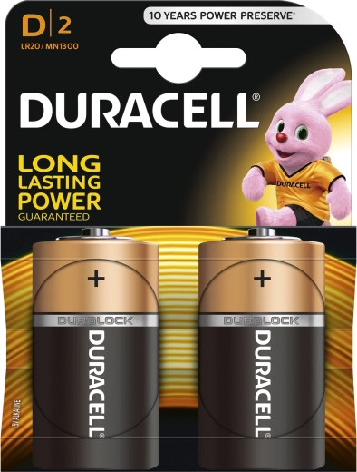 Duracell baterie alkaliczne D 1,5 V, 2 szt.