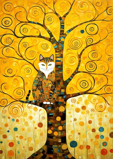 Enjoy Puzzle Kot Gustava Klimta na drzewie życia 1000 elementów