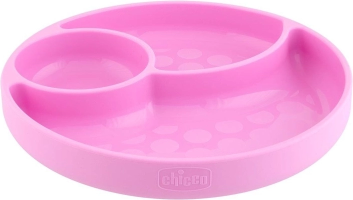 Chicco silikonowy dzielony talerz z przyssawką różowy 12m+