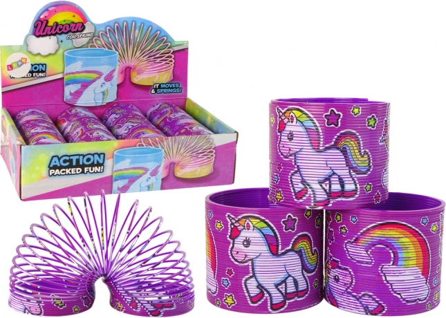 Kultowa fioletowa sprężyna z jednorożcem