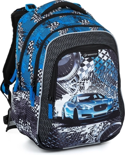 Bagmaster Lumi 23 D plecak szkolny – niebieskie auto