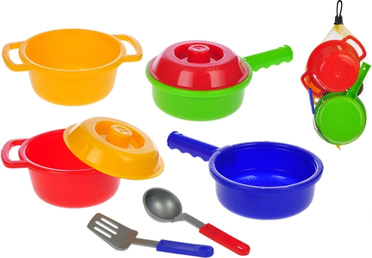 Dziecięcy zestaw naczyń do kuchni, 8 elementów w siatce