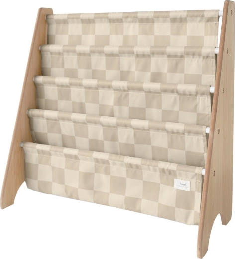 3 Sprouts stojak na książki z recyklingowanego poliestru Checkerboard/Beige