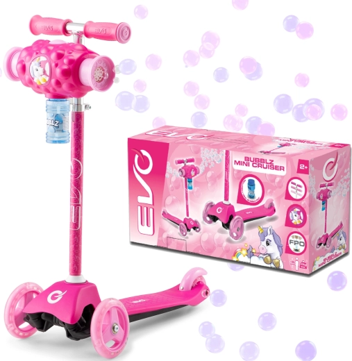 EVO Bubblz Mini Cruiser różowa dziecięca hulajnoga trójkołowa z bańkami mydlanymi