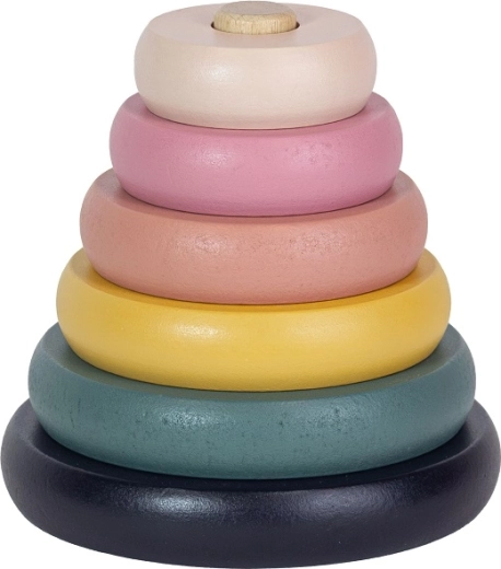 Petite&Mars drewniana układanka piramida Orbit Wood of Mars Aurora Pink