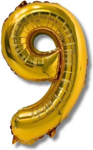 Balon foliowy cyfra 9, 40 cm, złoty