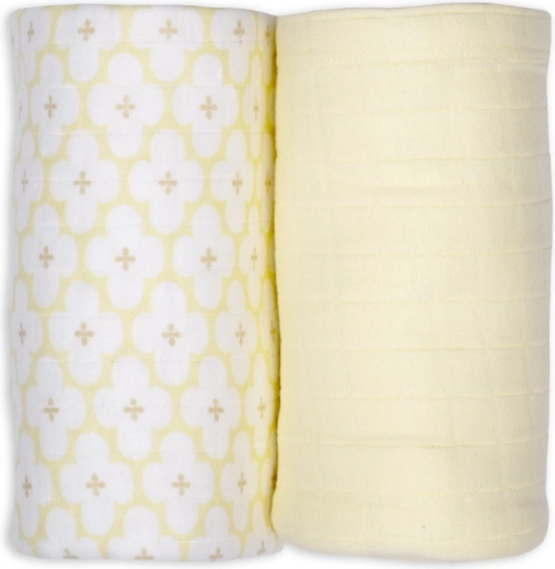 Lodger swaddler z organicznej bawełny matcha/butter, 2 szt., 110 × 110 cm