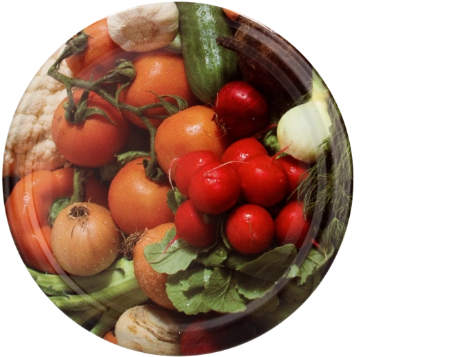 Zestaw wieczek do wekowania 66 mm z motywem warzyw