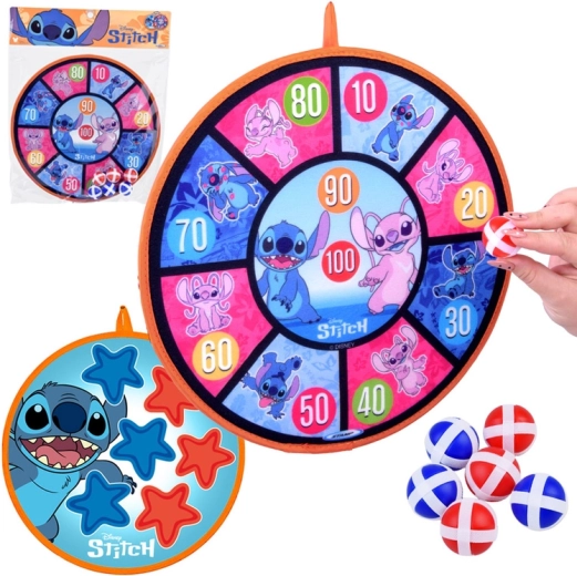 Dwustronna tarcza na rzep STITCH 36 cm + 6 piłeczek 4 cm