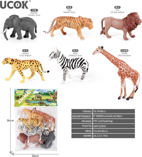 Zestaw figurek zwierząt safari (6 szt.)