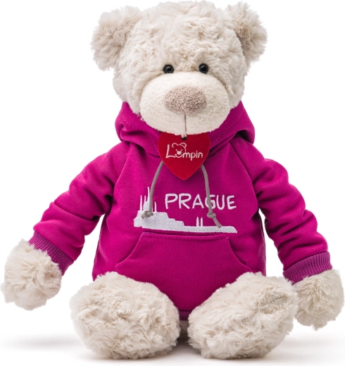 Miś Spencer w różowej bluzie z kapturem Praga 35 cm