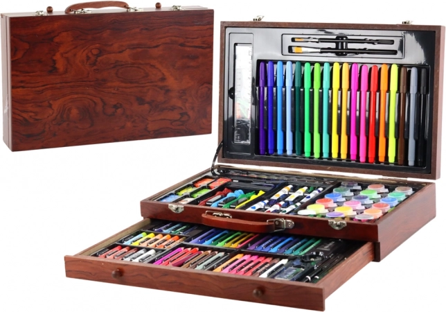 Zestaw artystyczny w drewnianej walizce 123 sztuk