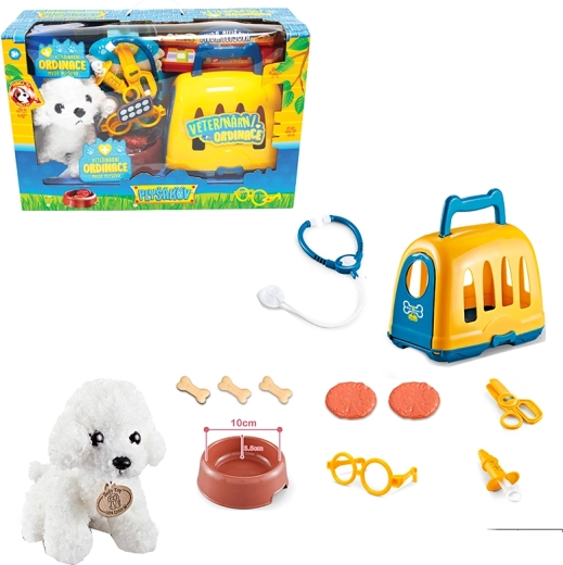 Zestaw weterynaryjny z transporterem i bichonkiem