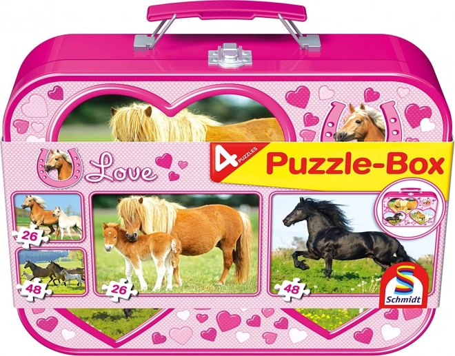 SCHMIDT Puzzle Konie w metalowej walizeczce