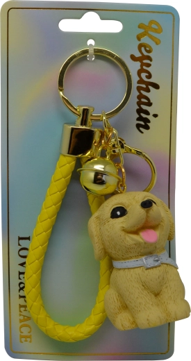 Breloczek do kluczy siedzący brązowy pies