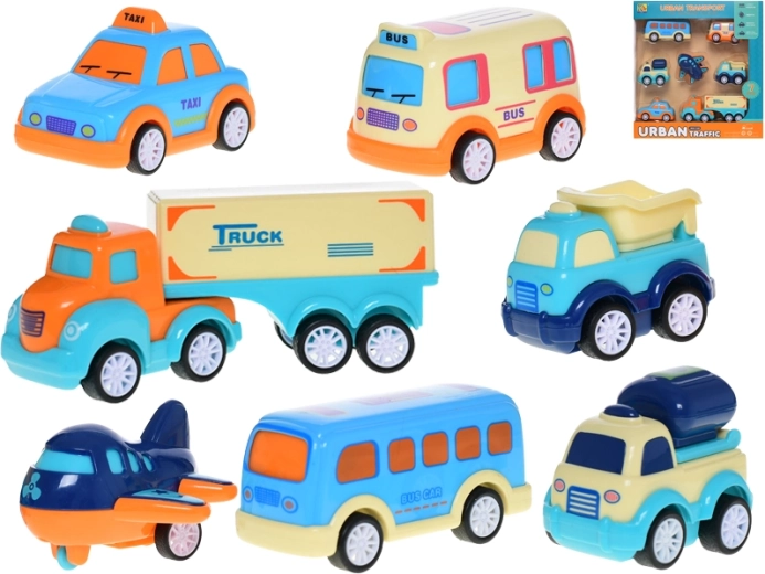 Zestaw pojazdów z napędem wstecznym i napędem inercyjnym, 7 szt.