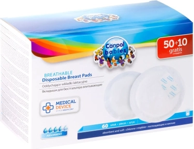 Canpol babies profilowane oddychające wkładki laktacyjne 3D, 60 szt. (50 + 10 gratis)