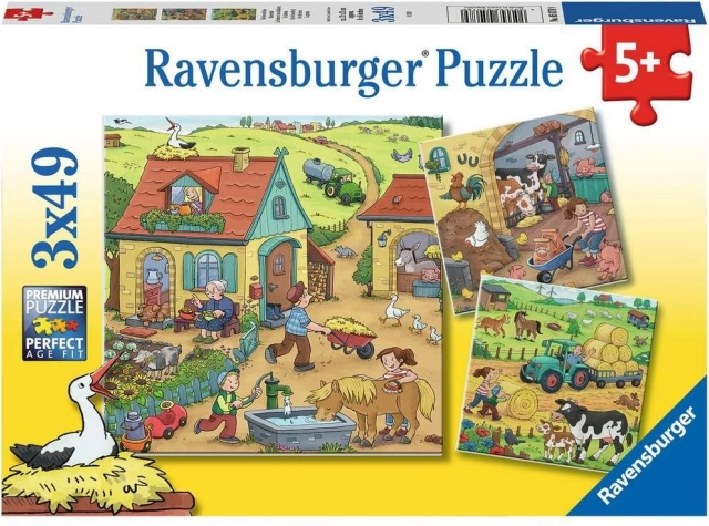 RAVENSBURGER Puzzle Na farmie 3x49 elementów