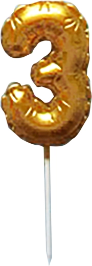 Świeczka tortowa cyfra 3 złota 6 cm