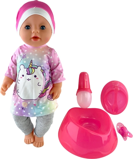 Sikająca lalka niemowlęca z akcesoriami 45 cm