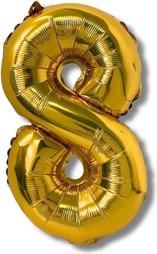 Balon foliowy cyfra 8 złoty 40 cm