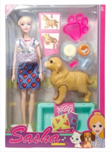 Lalka z psem i szczeniętami – interaktywny poród