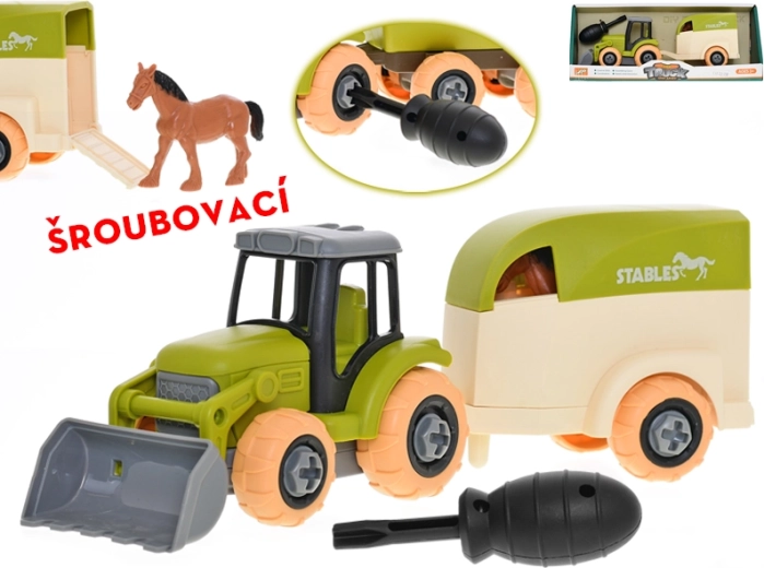 Traktor do skręcania z przyczepą i koniem 26 cm