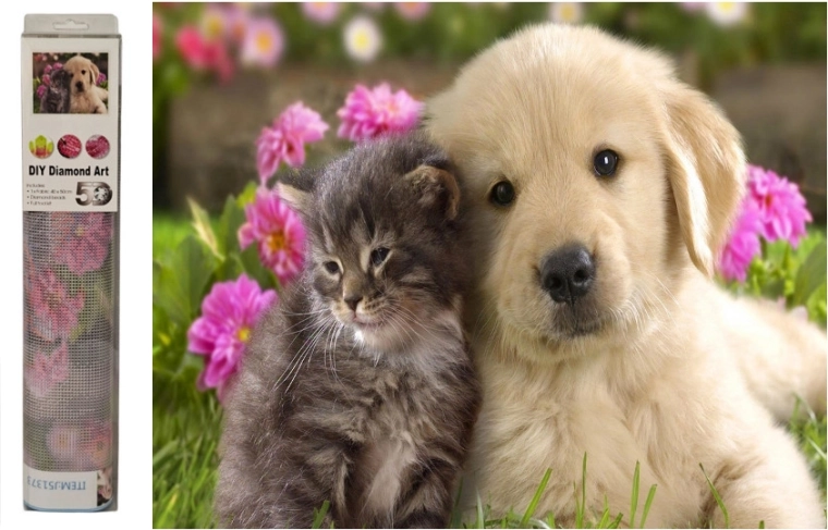 Mozaika diamentowa pies i kot