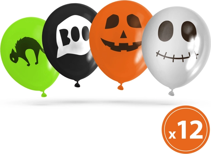 Zestaw balonów halloweenowych z 4 motywami, 12 szt.