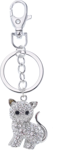 Brelok do kluczy srebrny kot PINK