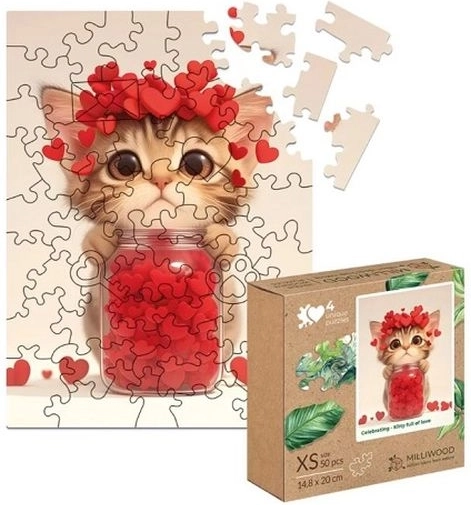 Drewniane puzzle XS kociątko pełne miłości – 50 elementów
