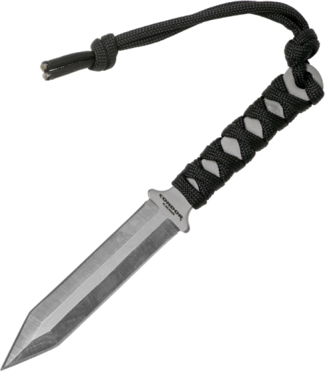 Nóż na szyję Condor Gladius 8 cm z paracordem i plastikową pochwą