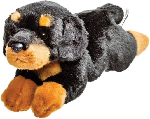 Pluszowy pies Rottweiler – realistyczny, odpoczywający
