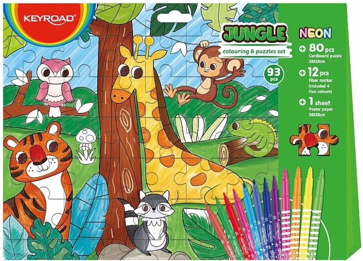 Puzzle kolorowanki Keyroad 2w1 dżungla