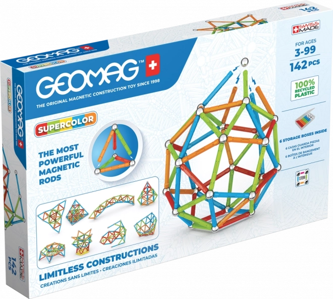 Geomag Supercolor zestaw konstrukcyjny 142 elementy z plastiku z recyklingu