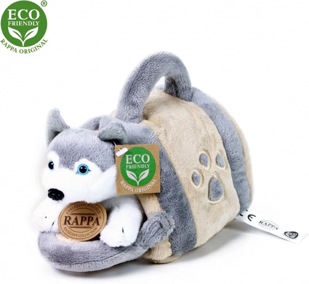 Pluszowy husky z przenośną budką 13 cm eco-friendly