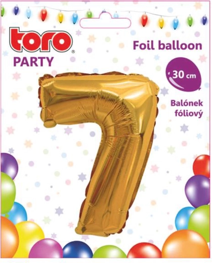 Balon foliowy cyfra 7, 30 cm, złoty TORO