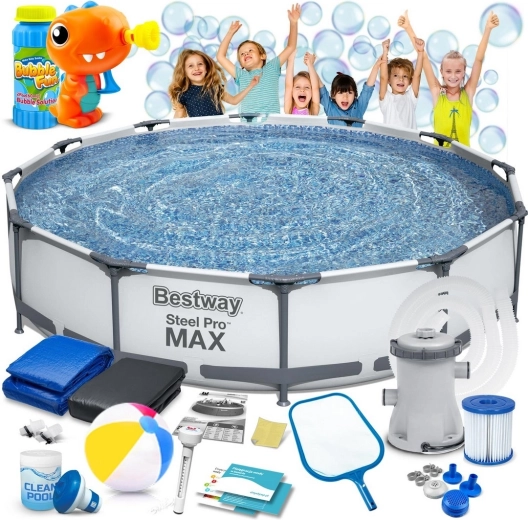 Ogrodowy basen stelażowy BESTWAY Power Steel 366 × 76 cm zestaw 16w1 + robienie baniek gratis