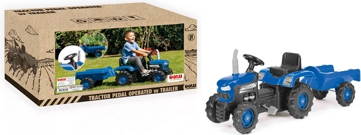 DOLU traktor na pedały z przyczepą, niebieski