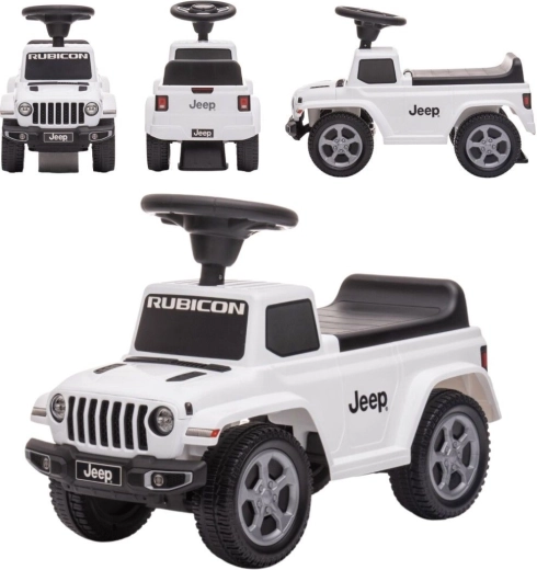 Jeep Rubicon dziecięcy jeździk/odpychacz z klaksonem i dźwiękiem silnika biały