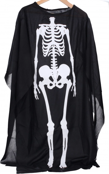 Czarny płaszcz z motywem szkieletu dla dzieci