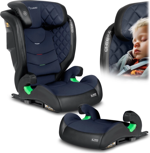 Fotelik samochodowy Nukido Louis 100–150 cm ISOFIX, czarno‑granatowy