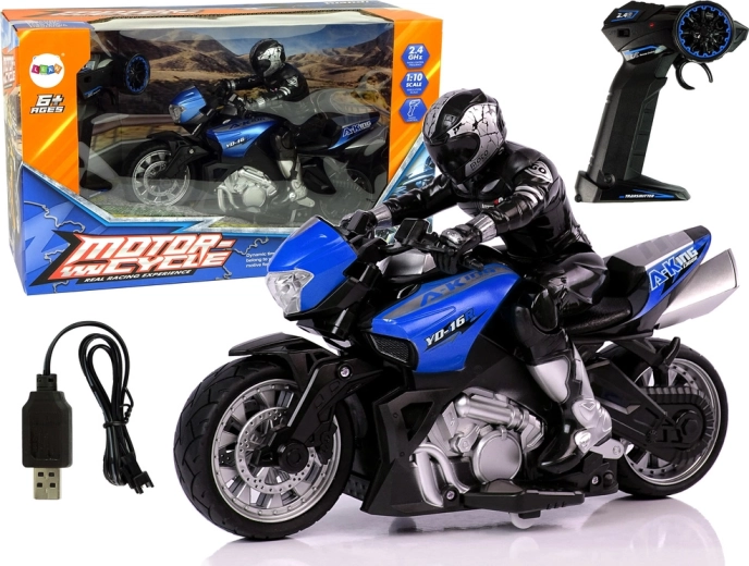 Sportowy motocykl RC 2,4 GHz 1:10 niebieski