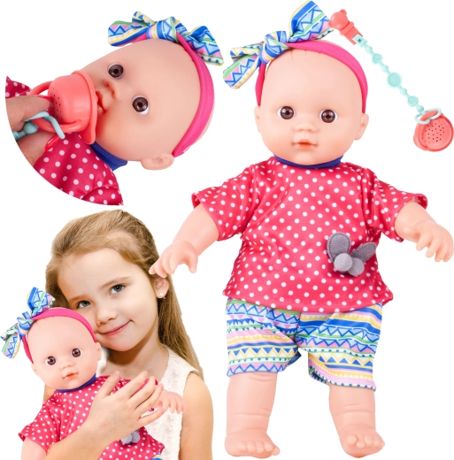 Laleczka z opaskiem i smoczkiem z efektami dźwiękowymi