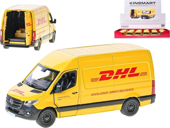 Metalowy model dostawczego Mercedes‑Benz Sprinter DHL 1:48 Kinsmart